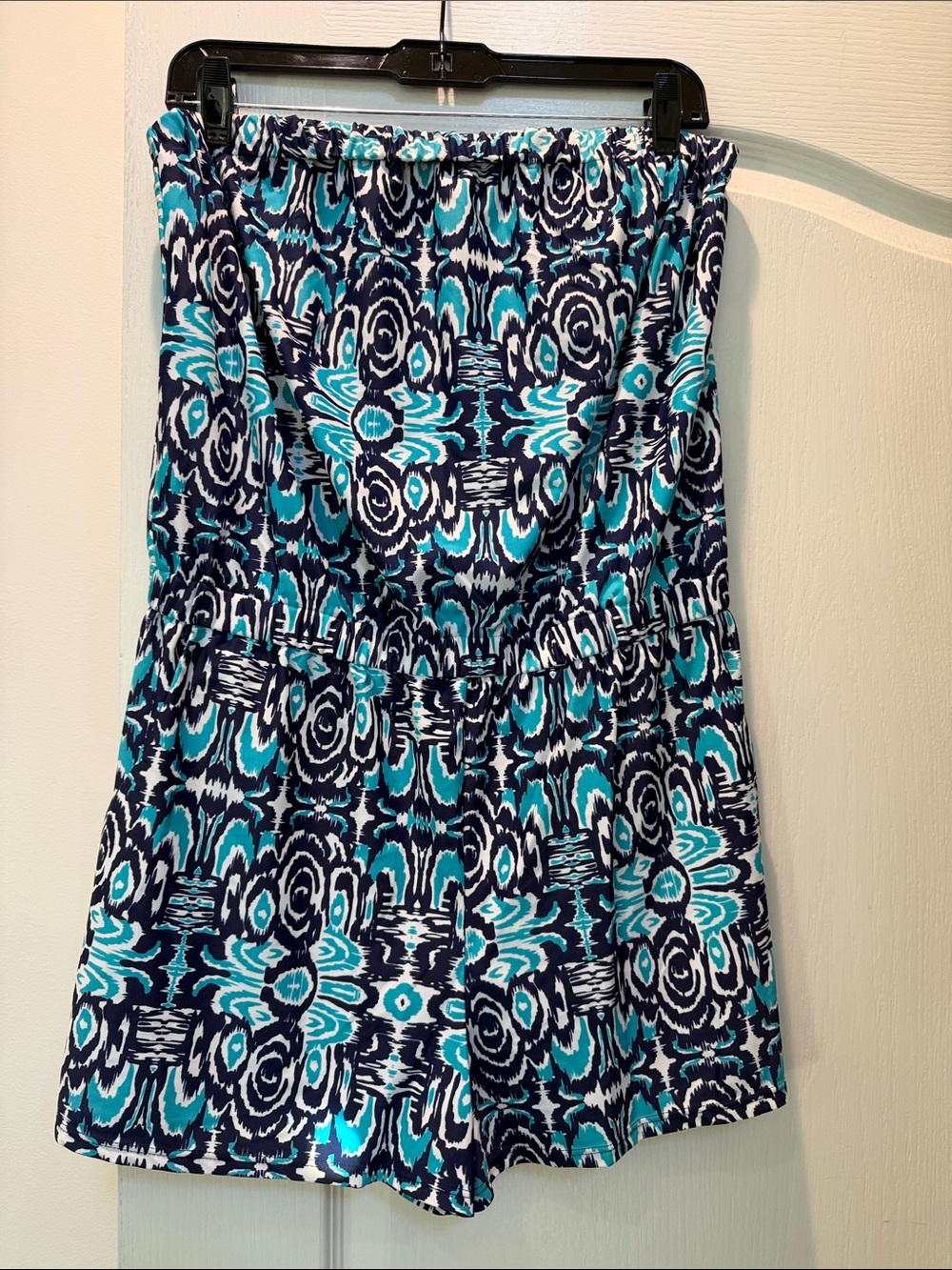 Jude Connally Navy & Teal Strapless Printed romper
